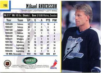 1995-96 Parkhurst International #196 Mikael Andersson Back