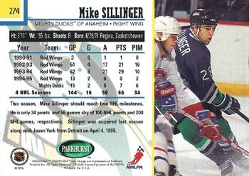 1995-96 Parkhurst International #274 Mike Sillinger Back