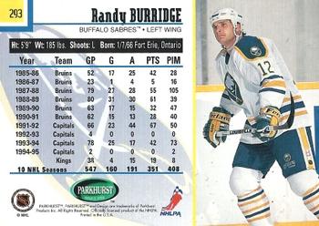 1995-96 Parkhurst International #293 Randy Burridge Back