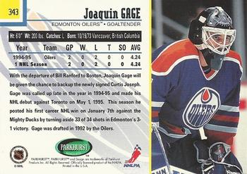 1995-96 Parkhurst International #343 Joaquin Gage Back