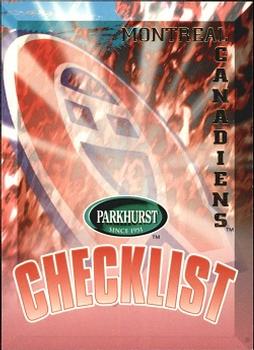 1995-96 Parkhurst International #387 Canadiens Checklist Front