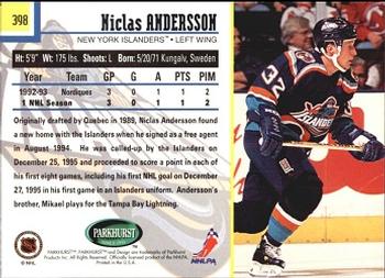 1995-96 Parkhurst International #398 Niklas Andersson Back