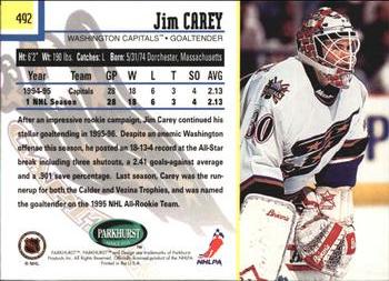 1995-96 Parkhurst International #492 Jim Carey Back