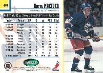 1995-96 Parkhurst International #499 Norm Maciver Back