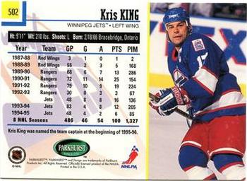 1995-96 Parkhurst International #502 Kris King Back