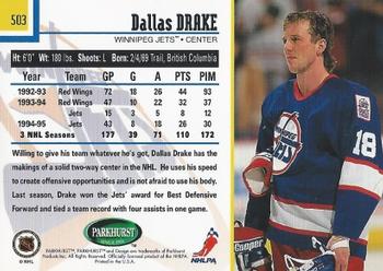 1995-96 Parkhurst International #503 Dallas Drake Back