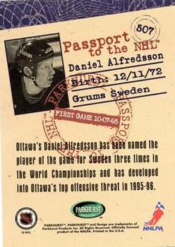 1995-96 Parkhurst International #507 Daniel Alfredsson Back