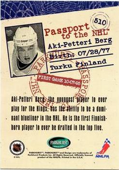1995-96 Parkhurst International #510 Aki-Petteri Berg Back