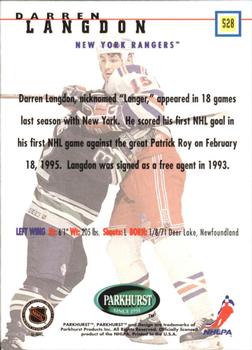 1995-96 Parkhurst International #528 Darren Langdon Back