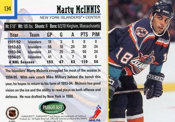 1995-96 Parkhurst International #134 Marty McInnis Back