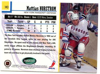 1995-96 Parkhurst International #143 Mattias Norstrom Back