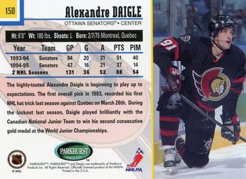 1995-96 Parkhurst International #150 Alexandre Daigle Back