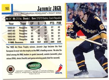 1995-96 Parkhurst International #165 Jaromir Jagr Back