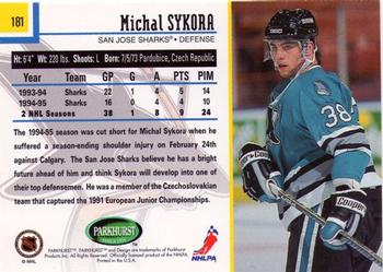 1995-96 Parkhurst International #181 Michal Sykora Back
