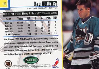 1995-96 Parkhurst International #183 Ray Whitney Back