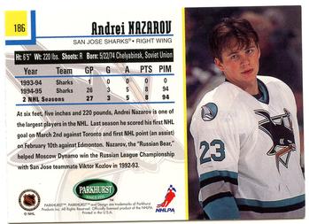 1995-96 Parkhurst International #186 Andrei Nazarov Back