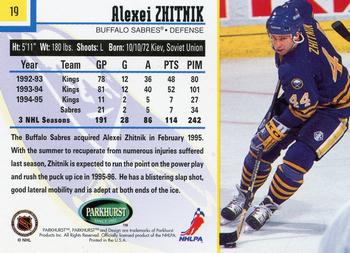 1995-96 Parkhurst International #19 Alexei Zhitnik Back
