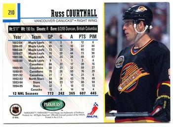 1995-96 Parkhurst International #210 Russ Courtnall Back