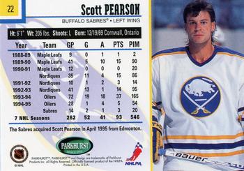 1995-96 Parkhurst International #22 Scott Pearson Back