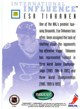 1995-96 Parkhurst International #235 Esa Tikkanen Back