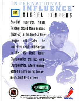 1995-96 Parkhurst International #243 Mikael Renberg Back