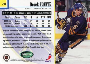 1995-96 Parkhurst International #294 Derek Plante Back