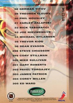 1995-96 Parkhurst International #306 Flames Checklist Back