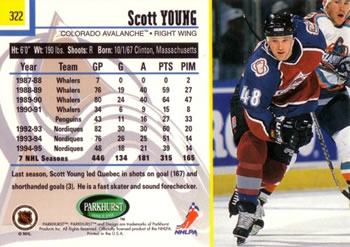 1995-96 Parkhurst International #322 Scott Young Back
