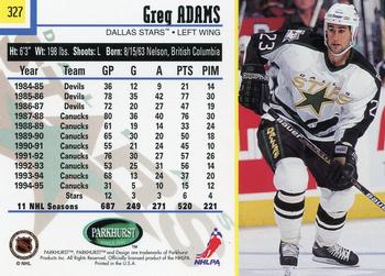 1995-96 Parkhurst International #327 Greg Adams Back