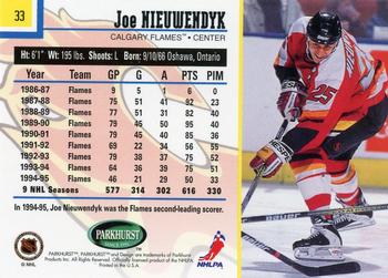 1995-96 Parkhurst International #33 Joe Nieuwendyk Back