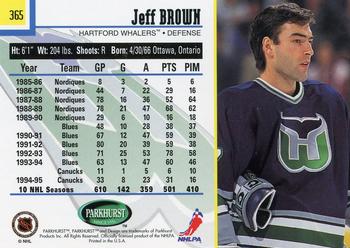 1995-96 Parkhurst International #365 Jeff Brown Back
