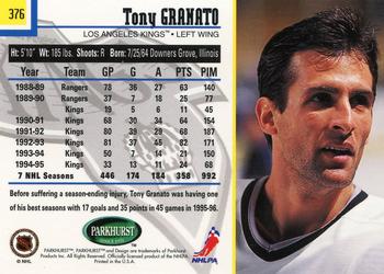 1995-96 Parkhurst International #376 Tony Granato Back