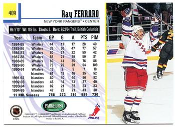 1995-96 Parkhurst International #409 Ray Ferraro Back