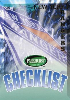 1995-96 Parkhurst International #414 Rangers Checklist Front