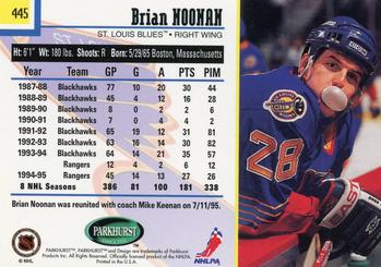 1995-96 Parkhurst International #445 Brian Noonan Back