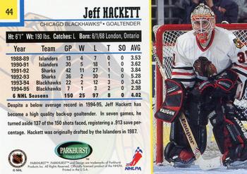 1995-96 Parkhurst International #44 Jeff Hackett Back