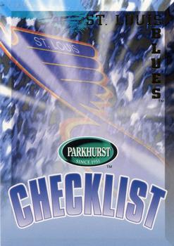 1995-96 Parkhurst International #450 Blues Checklist Front