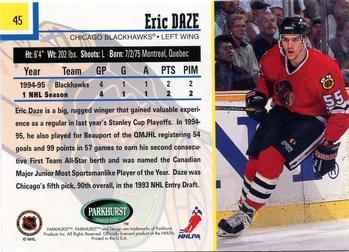 1995-96 Parkhurst International #45 Eric Daze Back
