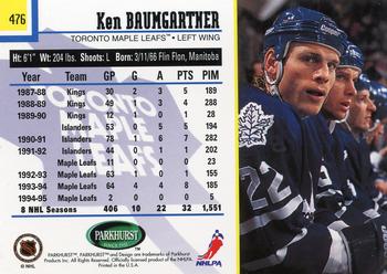1995-96 Parkhurst International #476 Ken Baumgartner Back