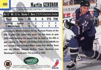 1995-96 Parkhurst International #489 Martin Gendron Back