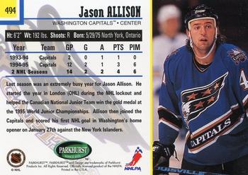 1995-96 Parkhurst International #494 Jason Allison Back
