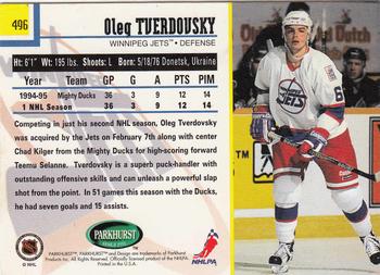 1995-96 Parkhurst International #496 Oleg Tverdovsky Back