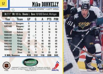 1995-96 Parkhurst International #57 Mike Donnelly Back