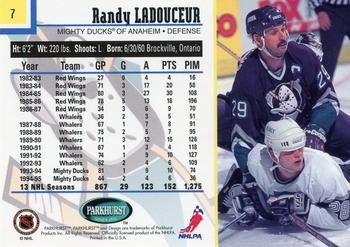 1995-96 Parkhurst International #7 Randy Ladouceur Back