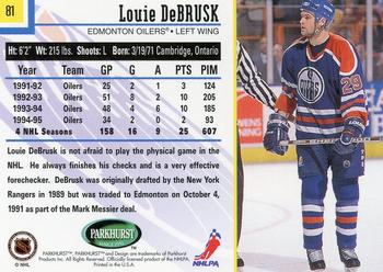 1995-96 Parkhurst International #81 Louie DeBrusk Back
