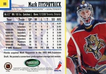 1995-96 Parkhurst International #88 Mark Fitzpatrick Back
