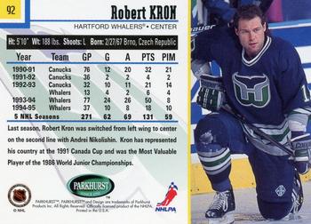 1995-96 Parkhurst International #92 Robert Kron Back