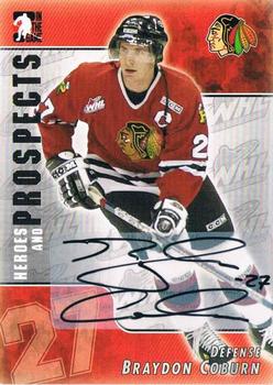 2004-05 In The Game Heroes and Prospects - Autographs #A-BC Braydon Coburn Front