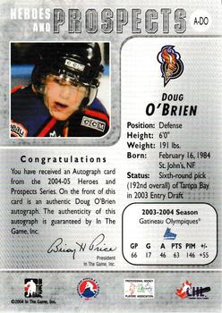 2004-05 In The Game Heroes and Prospects - Autographs #A-DO Doug O'Brien Back