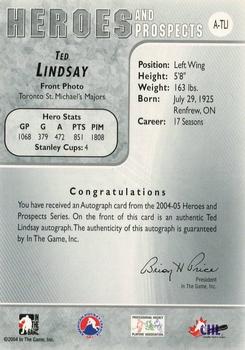 2004-05 In The Game Heroes and Prospects - Autographs #A-TLI Ted Lindsay Back